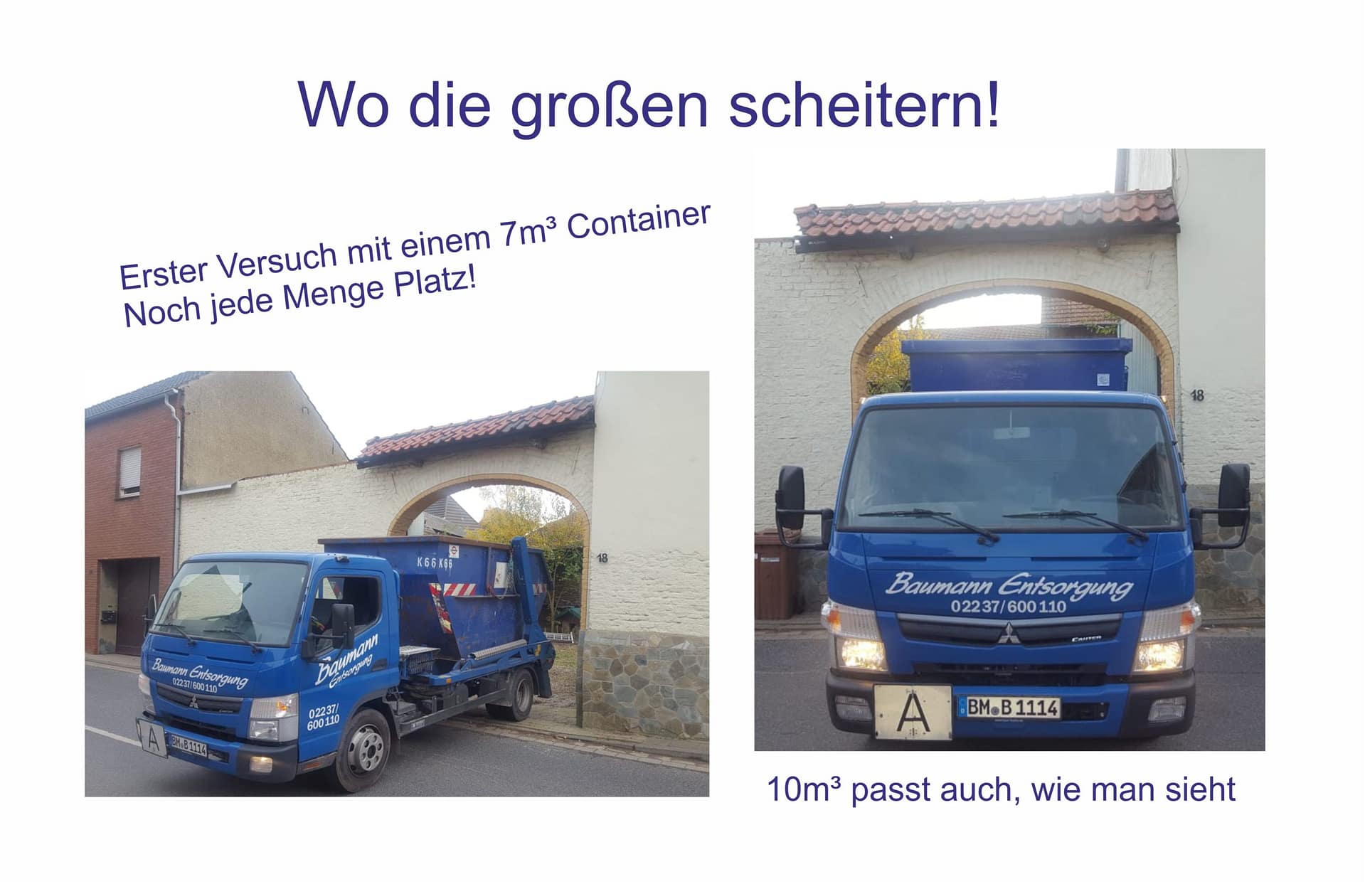 enge durchfahrt kleiner LKW für geringe Platzverhältnisse
