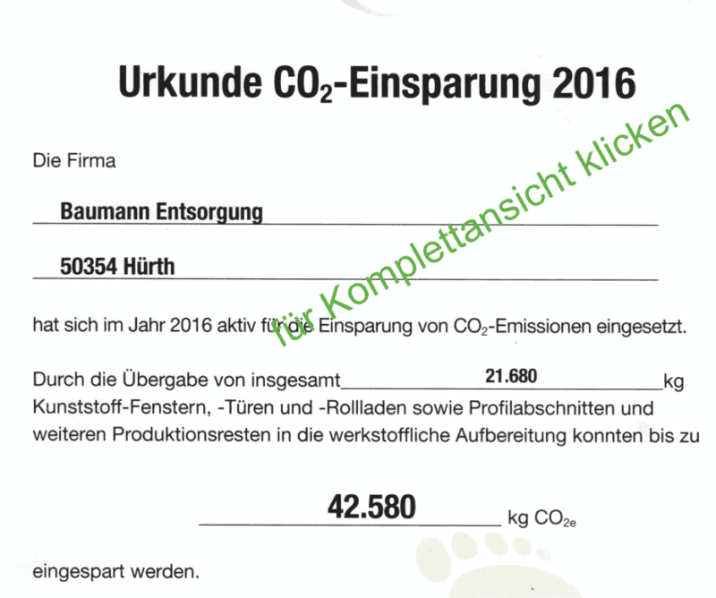 Kohlendioxid-Einsparung 2016